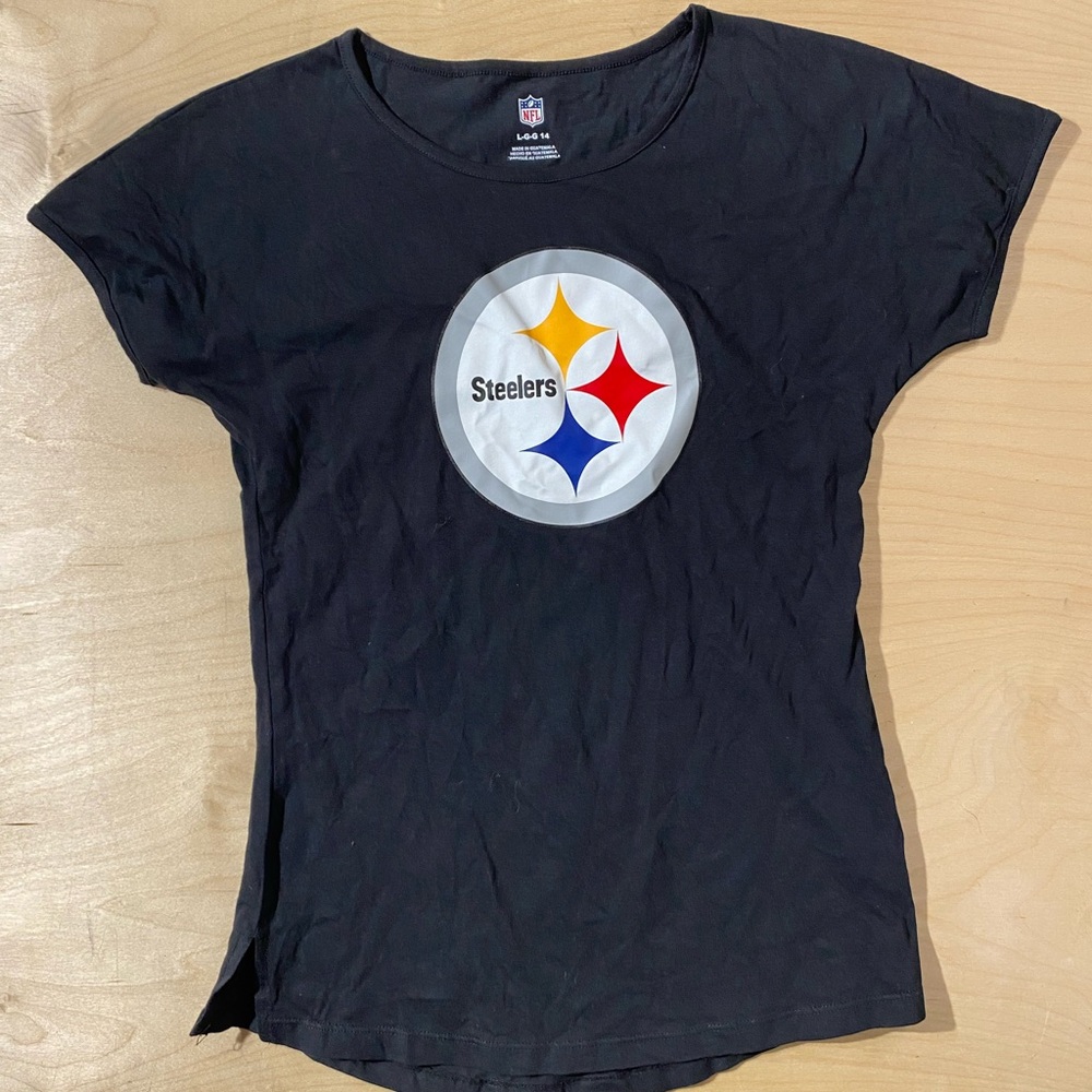 NFL Women's Black Steelers Tee Large (EY) - Picture 2 of 9